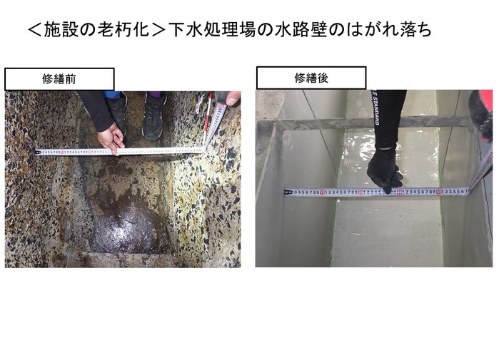 08下水処理場の水路壁のはがれ落ち